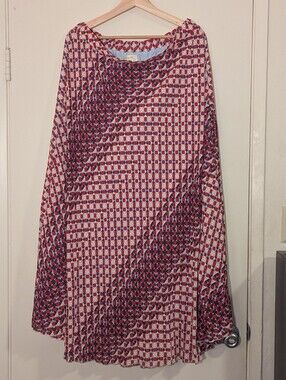 NWT Maeve Red and White Geometric Maxi Skirt, L
